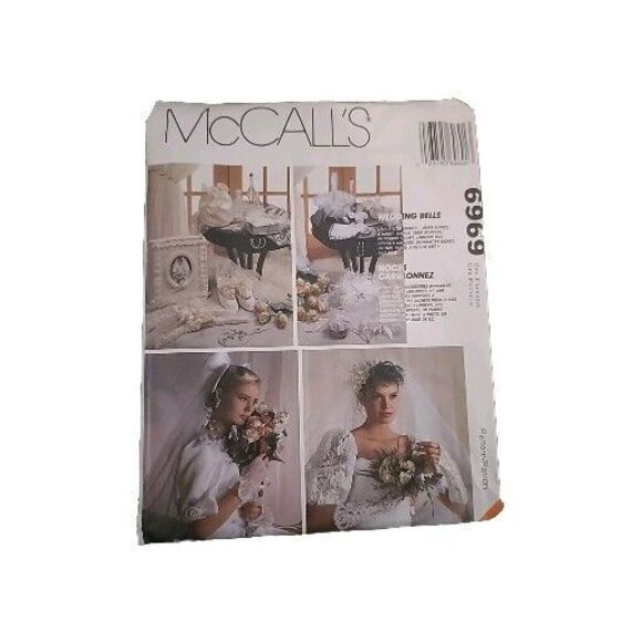 McCalls 6969 Bridal Accessories Garter Gloves Sachet Ring Pillow Sewing Pattern - Picture 1 of 7
